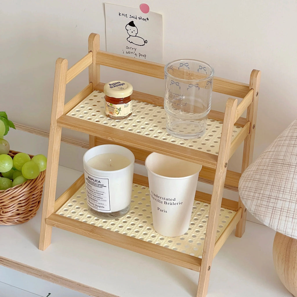 DecorBites™ Rattan 2-Tier Desktop Organizer Shelf
