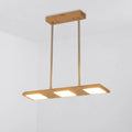 DecorBites™ Reclaimed Wood Pendant Light Fixture - 3-Light Rectangle Island Lamp in Beige for Dining Room