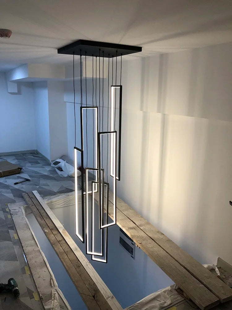 DecorBites™ Rectangular LED Chandelier for Modern Living Spaces