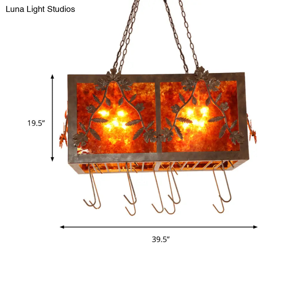 DecorBites™ Rectangular Rustic Metal Island Light with 10 Lights for Dining Room