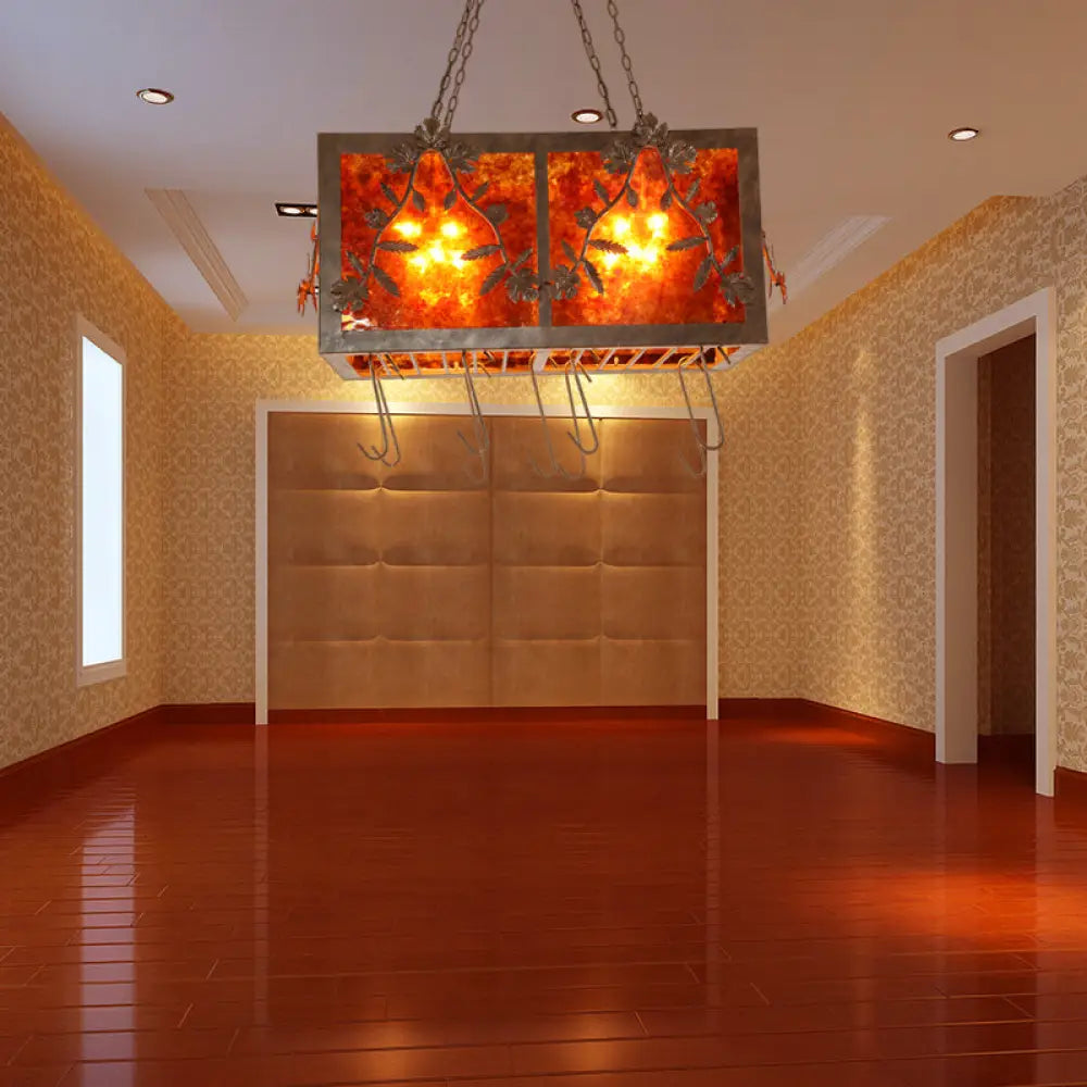 DecorBites™ Rectangular Rustic Metal Island Light with 10 Lights for Dining Room