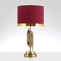 DecorBites™ Red Traditional Fabric Table Light with Single Drum Shade - Perfect for Living Room Nightstand