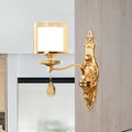 DecorBites™ Retro Gold Wall Sconce with Clear and Frosted Glass Shade - 1 Light Wall Mount Lamp for Living Room