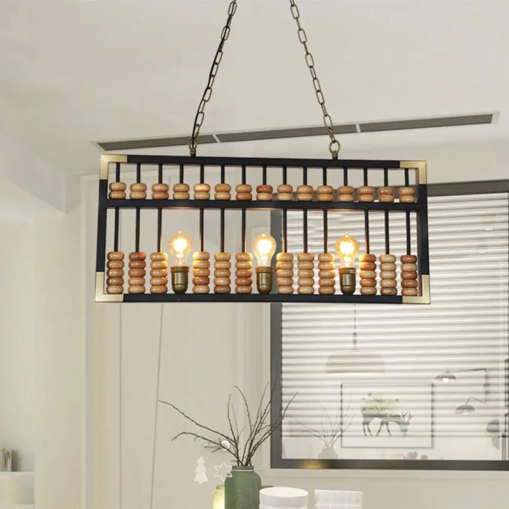 DecorBites™ Retro Industrial Metal Abacus Pendant Chandelier - 3-Light Island Lamp for Bar/Restaurant