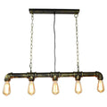 DecorBites™ Retro Industrial Metal Tubular Island Pendant with Exposed Bulbs - 5-Light Island Lamp