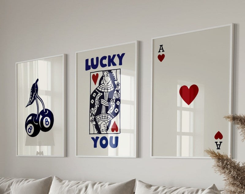 DecorBites™ Retro Queen of Hearts Canvas Wall Art Set