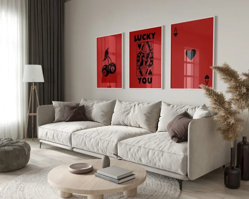 DecorBites™ Retro Set of 3 Lucky Queen Wall Art Posters