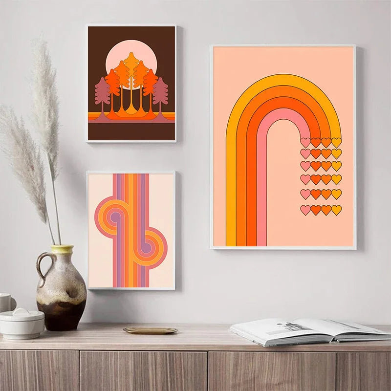 DecorBites™ Retro Stripes Art Prints for Living Room
