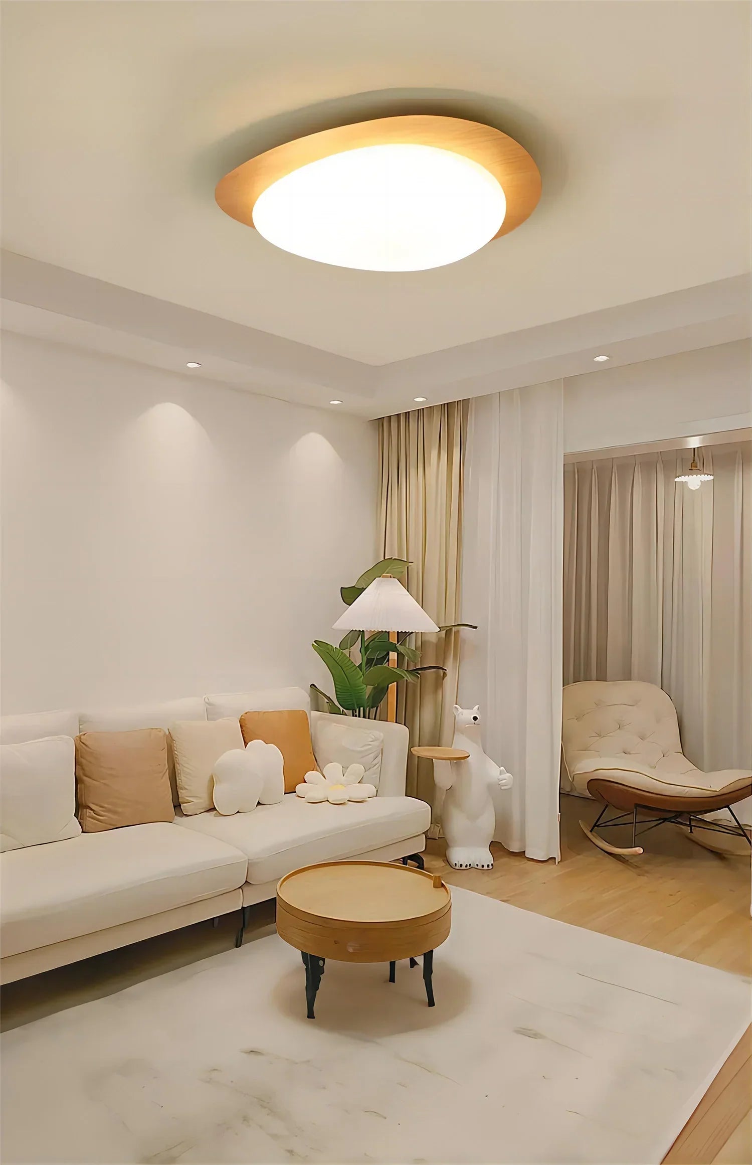 DecorBites™ Retro-Style Walnut Acrylic Ceiling Light