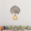 DecorBites™ Retro Stylish Wall Sconce with Clear Crystal and Peacock Backplate in Silver/White