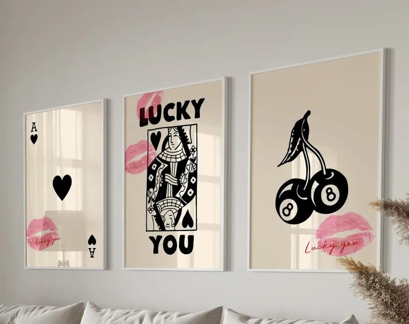 DecorBites™ Retro Wall Art Posters Set - Luck Queen Ace