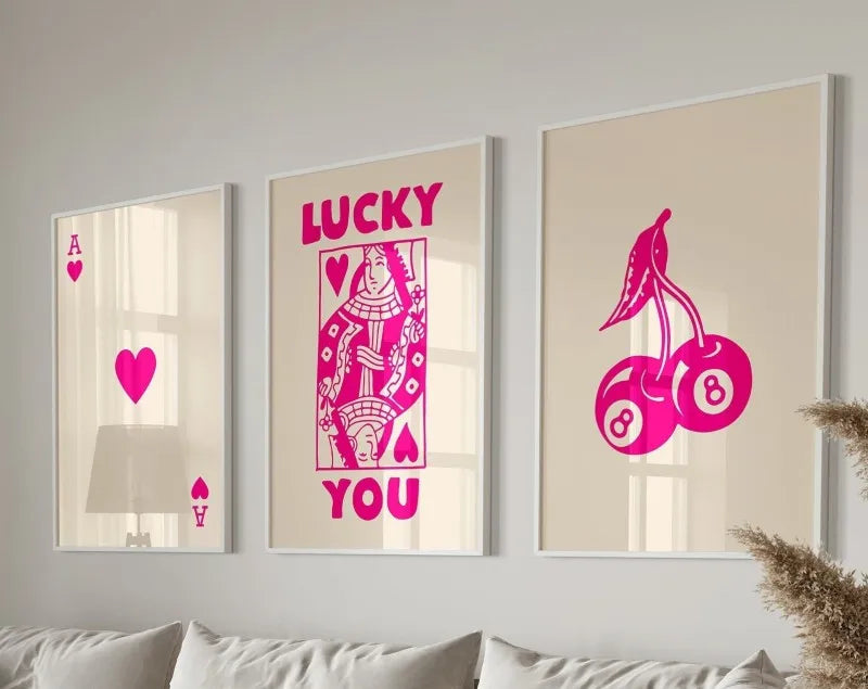 DecorBites™ Retro Wall Art Posters Set - Luck Queen Ace