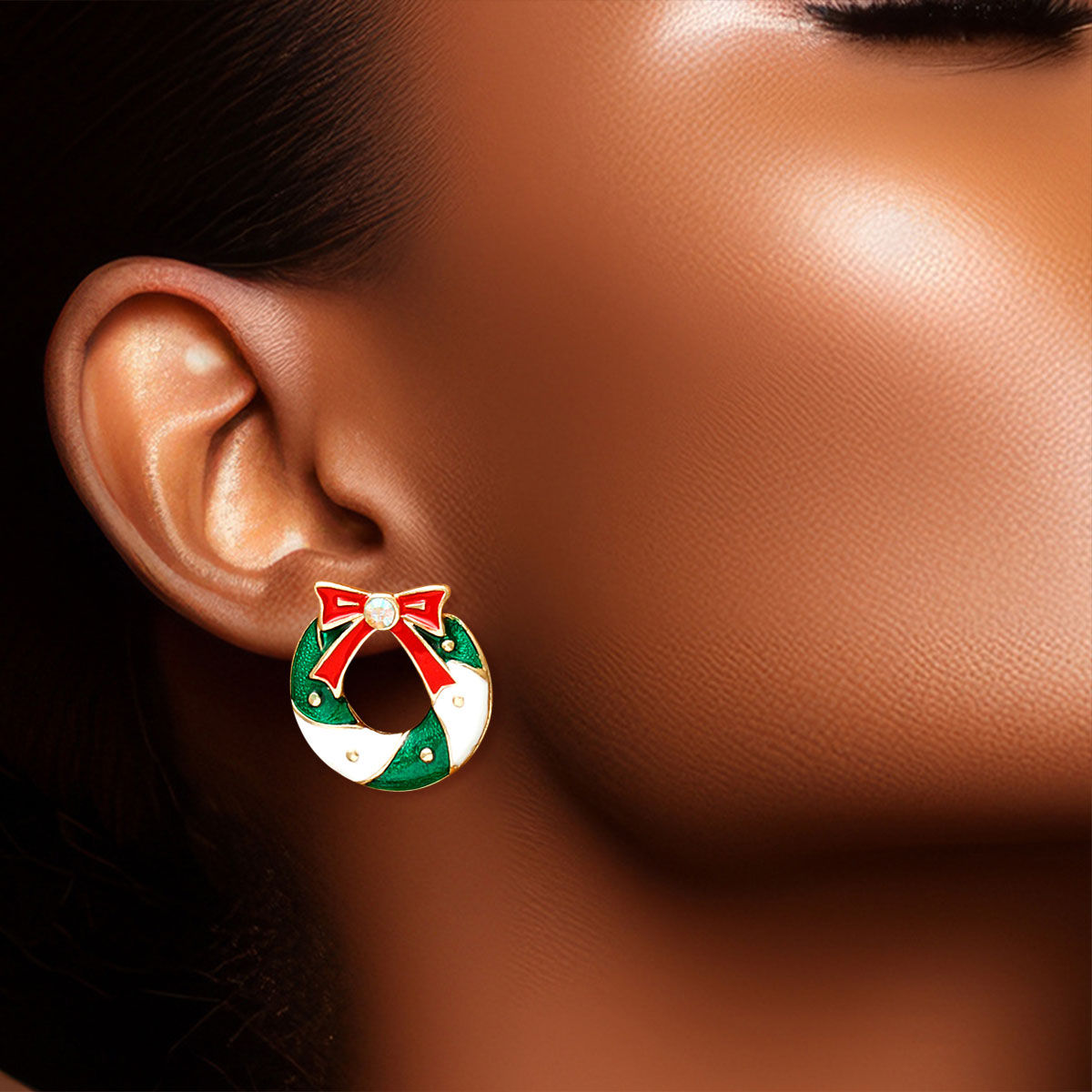 Mismatched Holiday Stud Earrings Set – Stocking and Wreath, Trendy Fashion Jewelry