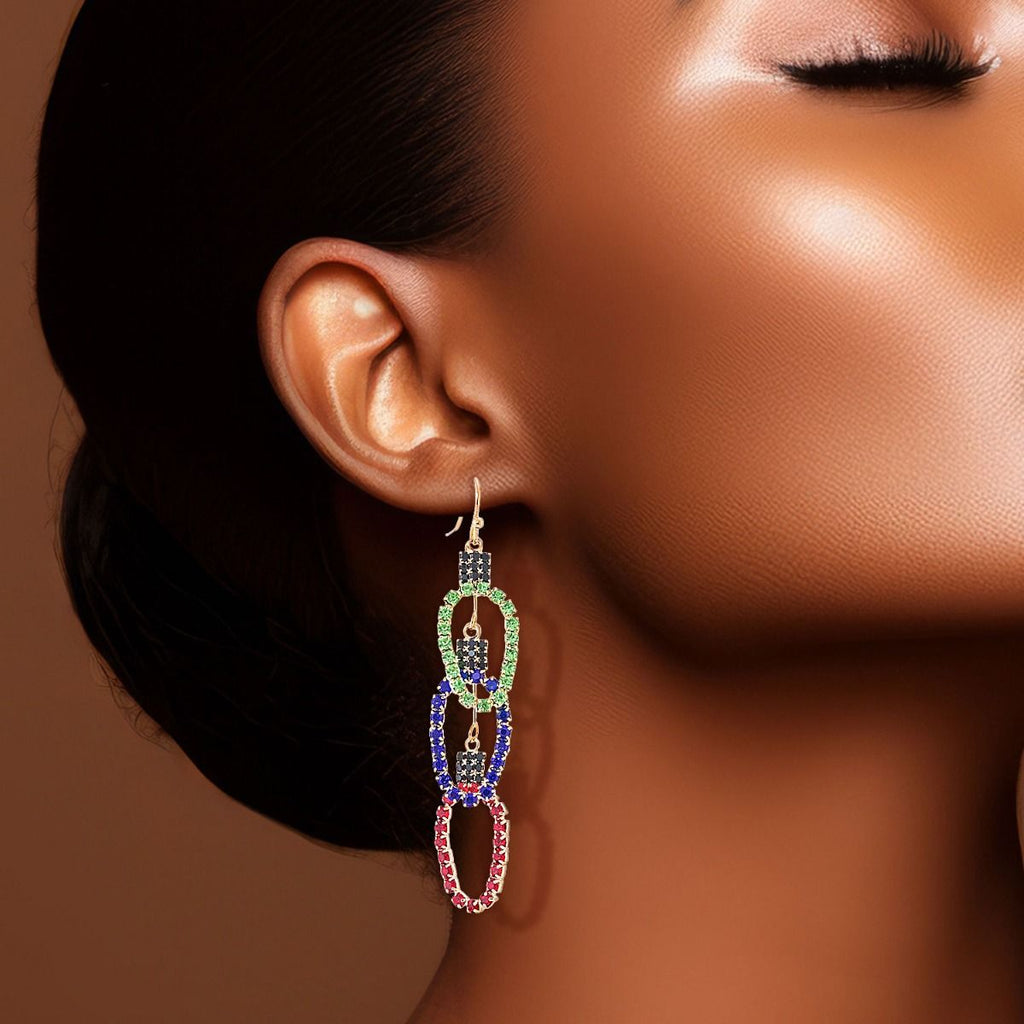Statement Multi Xmas Light Earrings Triple Twinkle Delight Stylish Holiday Jewelry