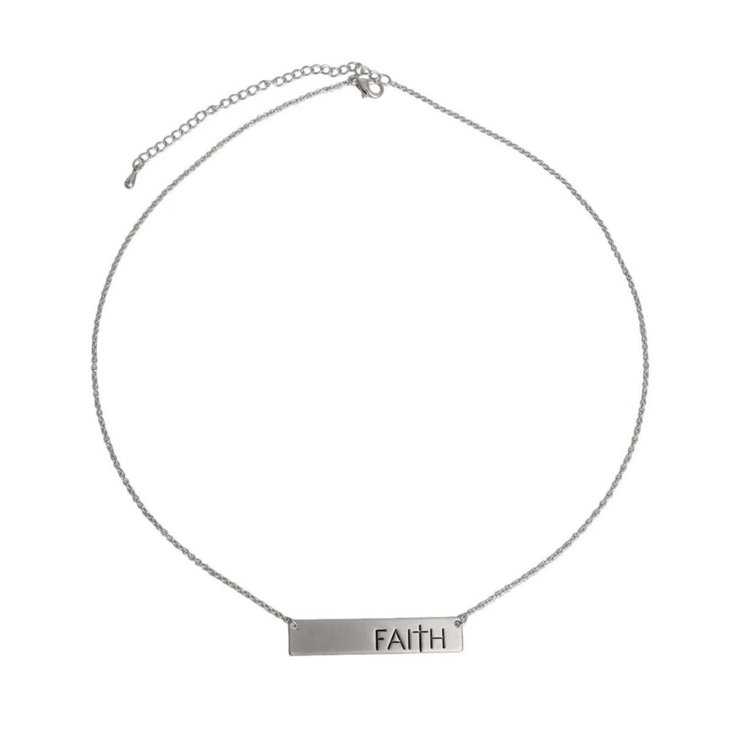 Cross Plate Necklace Silver Faith Stylish Statement Jewelry