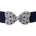 Stretch Belt with Dotted Bowknot and Rhinestone Detail – Stylish Fashion Accessory
