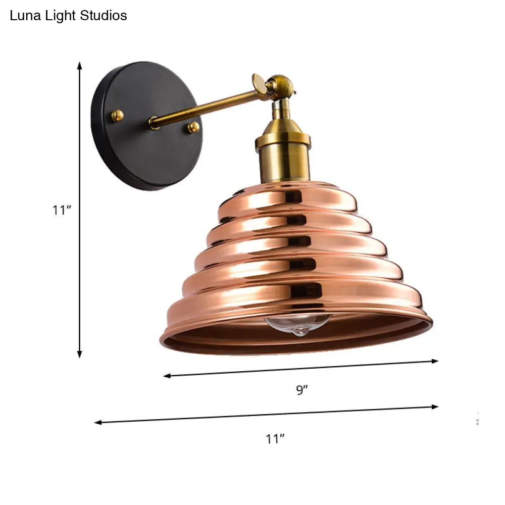 DecorBites™ Rose Gold Ribbed Metal Wall Sconce - Contemporary 1 Light Lamp