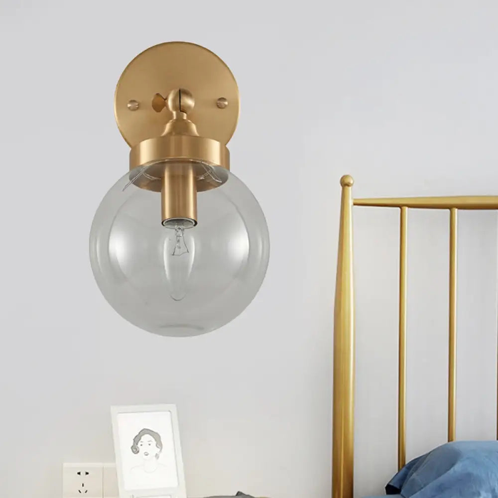 DecorBites™ Rotatable Bedroom Wall Lamp in Brass with Clear Glass and Modernist Ball Design