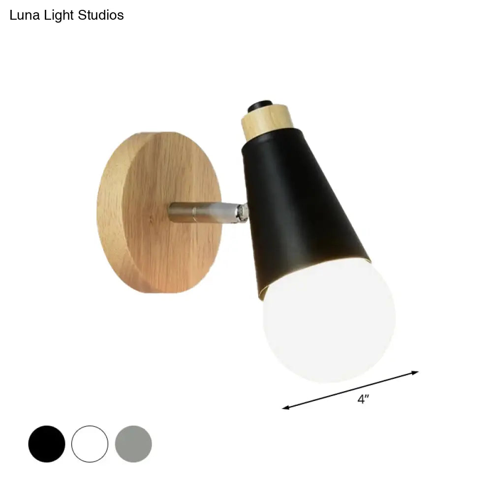 DecorBites™ Rotatable Nordic Sweet Cone Wall Light - Child Bedroom Wall Sconce with Metal/Wood Backplate