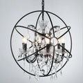 DecorBites™ Rustic 4-Light Wrought Iron Chandelier Pendant with Crystal Deco for Restaurants