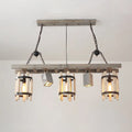 DecorBites™ Rustic 5-Light Farmhouse Pendant with Wood Cylinder Frame - Grey/Brown