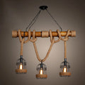 DecorBites™ Rustic Bamboo Island Lighting Chandelier in Beige - Linear Bar Fixture