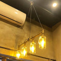 DecorBites™ Rustic Bar Ceiling Clear Glass Beer Mug Pendant Light in Bronze with Water Pipe Design