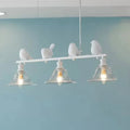 DecorBites™ Rustic Bird Cone Shade Island Light - 3 Clear Glass Lights in White for Balcony