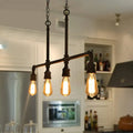 DecorBites™ Rustic Black Island Lighting: 4-Head Metal Linear Piped Pendant for Living Room