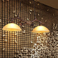 DecorBites™ Rustic Glass Hanging Lamp with Wood and Rope Accents - Bowl Shade Pendant (Amber, 2 Bulbs)