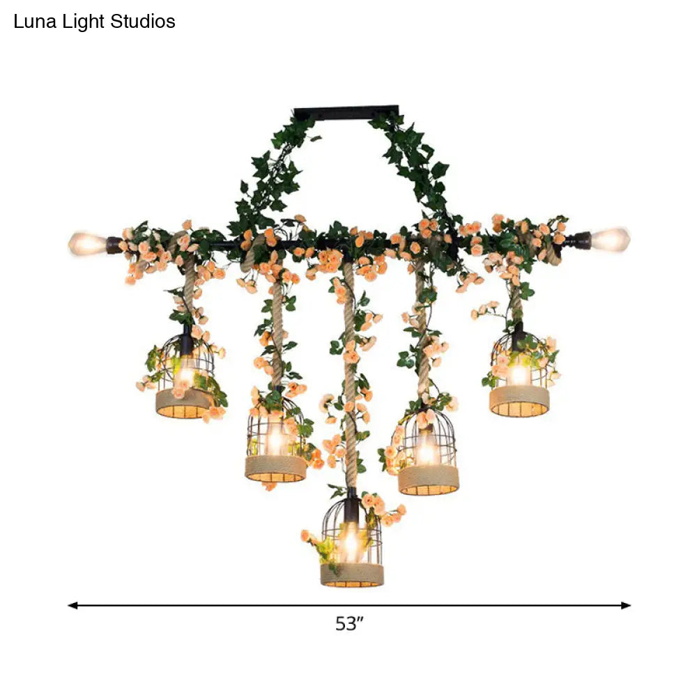 DecorBites™ Rustic Iron Birdcage Island Light for Dining Room Ceilings - Suspended Lighting Fixture