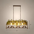 DecorBites™ Rustic Island Ceiling Light with Cast Iron Birdcage Fixture, Bird & Leaf Deco