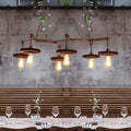 DecorBites™ Rustic Metal Island Lamp with 6 Lights - Open Bulb Pendant Lighting for Dining Room with Gear Deco