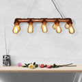 DecorBites™ Rustic Metal Linear Island Lighting with 10 Open Bulb Lights for Living Room - Farmhouse Style