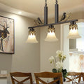 DecorBites™ Rustic Opal Glass Island Pendant with Bird Design - 3-Light Fixture for Dining Room in Frosted Flare Style