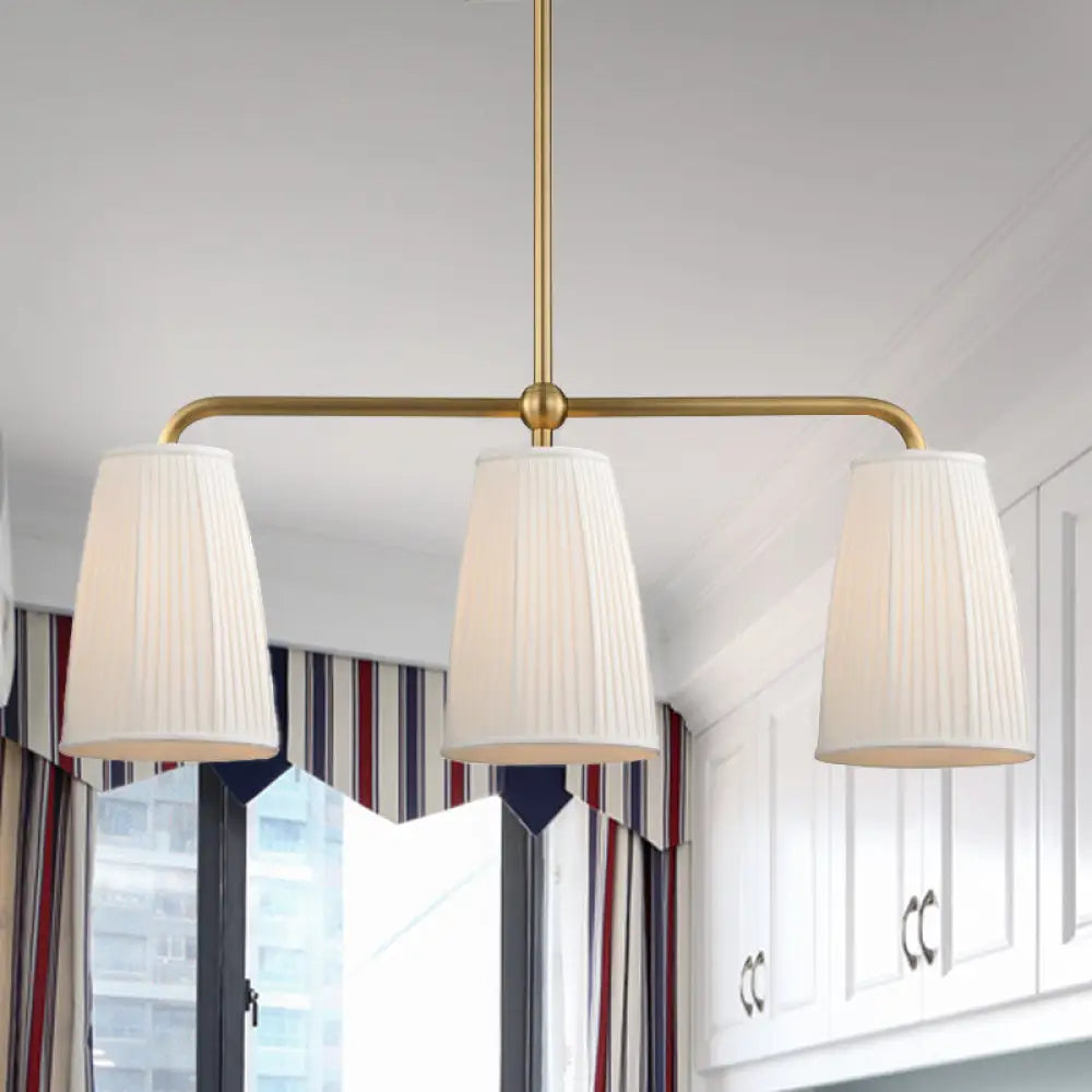 DecorBites™ Rustic Pleated Fabric Pendant Chandelier in Gold - 3/6 Bulbs - Hanging Light for Dining Table