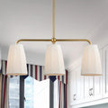 DecorBites™ Rustic Pleated Fabric Pendant Chandelier in Gold - 3/6 Bulbs - Hanging Light for Dining Table