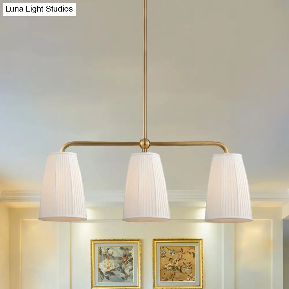 DecorBites™ Rustic Pleated Fabric Pendant Chandelier in Gold - 3/6 Bulbs - Hanging Light for Dining Table