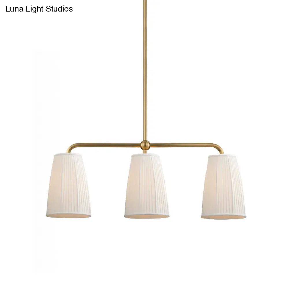 DecorBites™ Rustic Pleated Fabric Pendant Chandelier in Gold - 3/6 Bulbs - Hanging Light for Dining Table