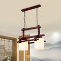 DecorBites™ Rustic White Glass Island Light with 2/3 Hanging Heads and Wood Beam for Dining Room