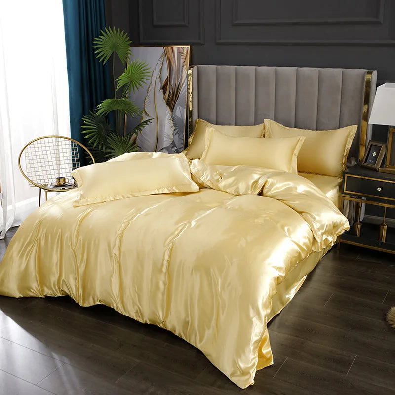 DecorBites™ Satin Silk Bedding Set - Luxury Solid Color