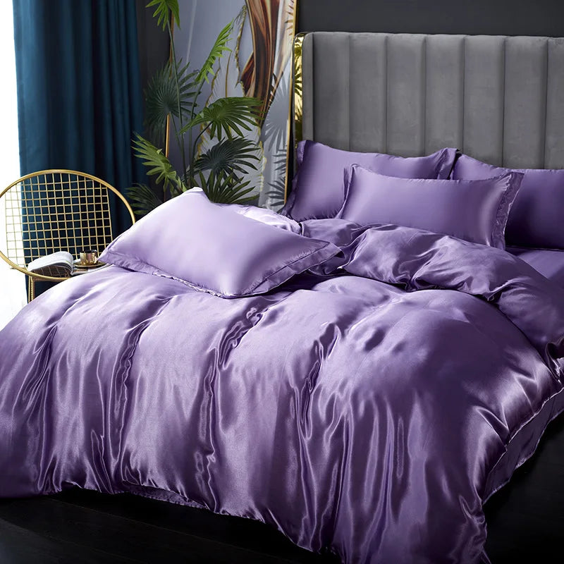DecorBites™ Satin Silk Bedding Set - Luxury Solid Color