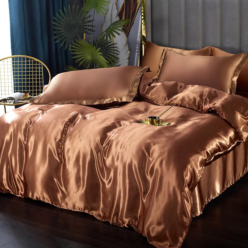 DecorBites™ Satin Silk Bedding Set - Luxury Solid Color
