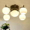 DecorBites™ Semi Mount Bubble Shade Living Room Ceiling Light - Traditional White Glass with 5/7 Lights - Black