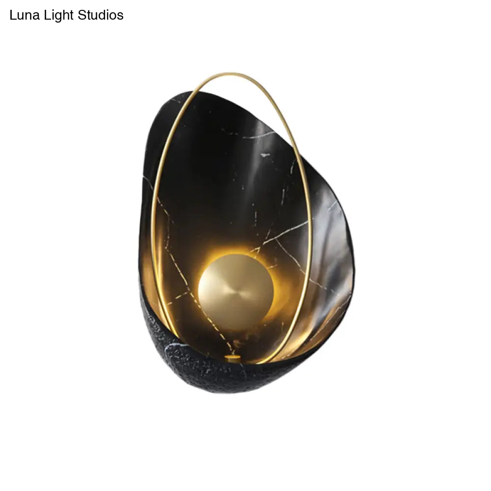 DecorBites™ Shell Resin Art LED Wall Sconce Light for Living Room with Metallic Ellipse