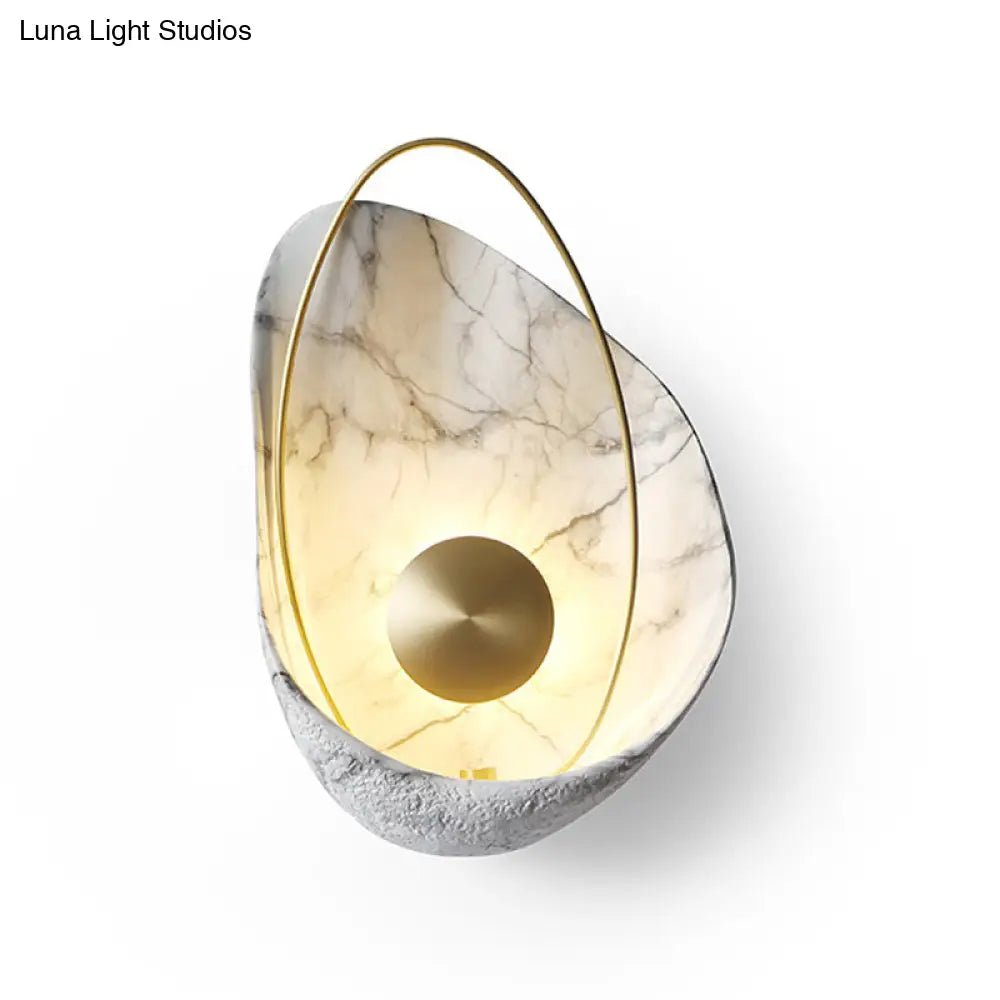DecorBites™ Shell Resin Art LED Wall Sconce Light for Living Room with Metallic Ellipse
