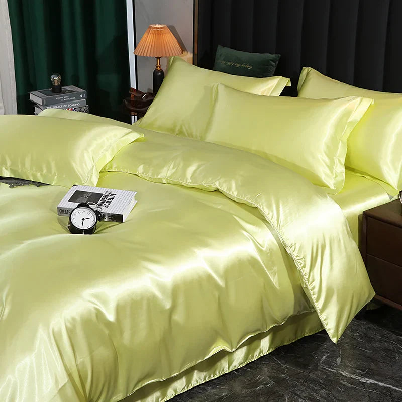 DecorBites™ Silk Bedding Set - Luxury Solid Color King/Queen/Twin