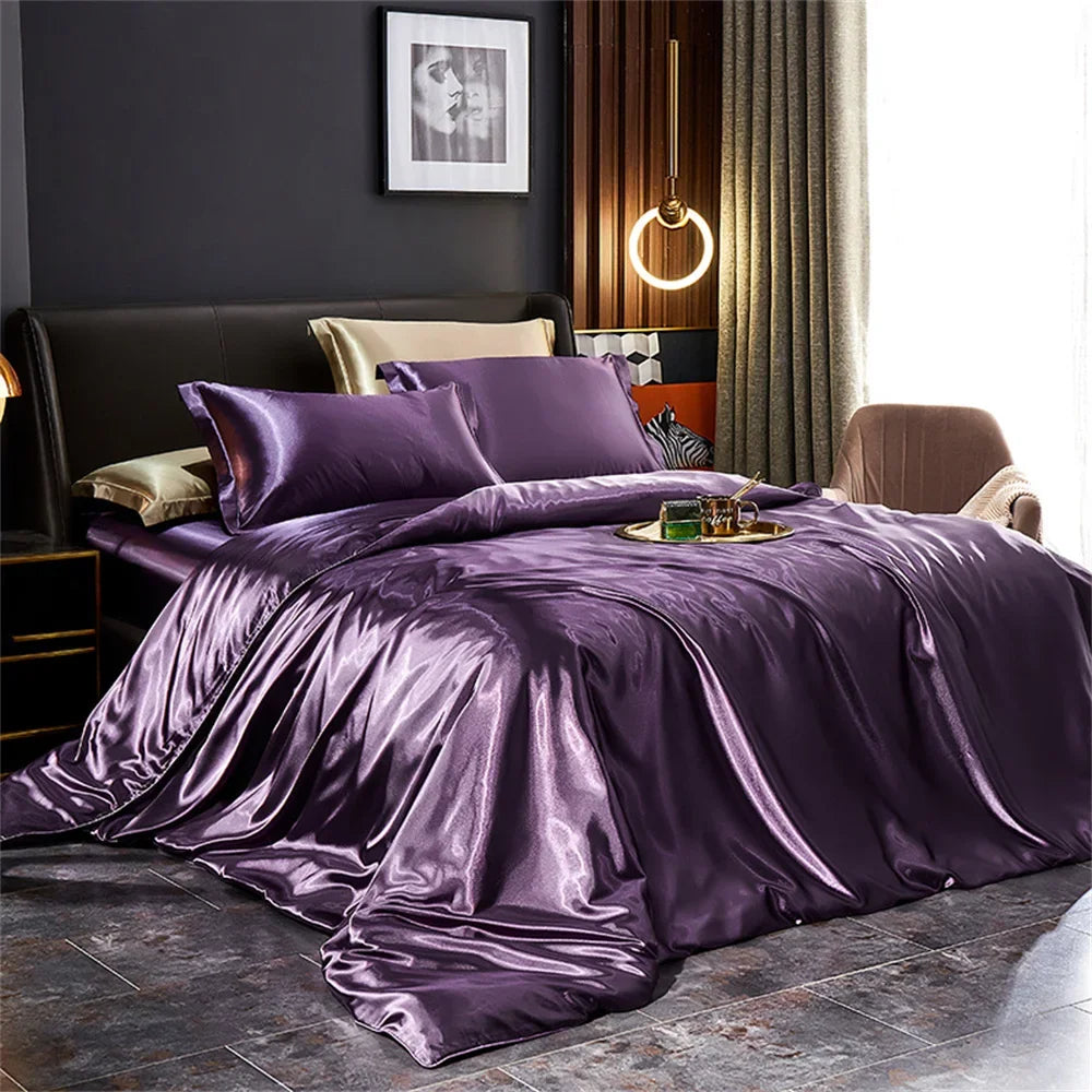 DecorBites™ Silk Bedding Set: Luxury Solid Satin Sheets