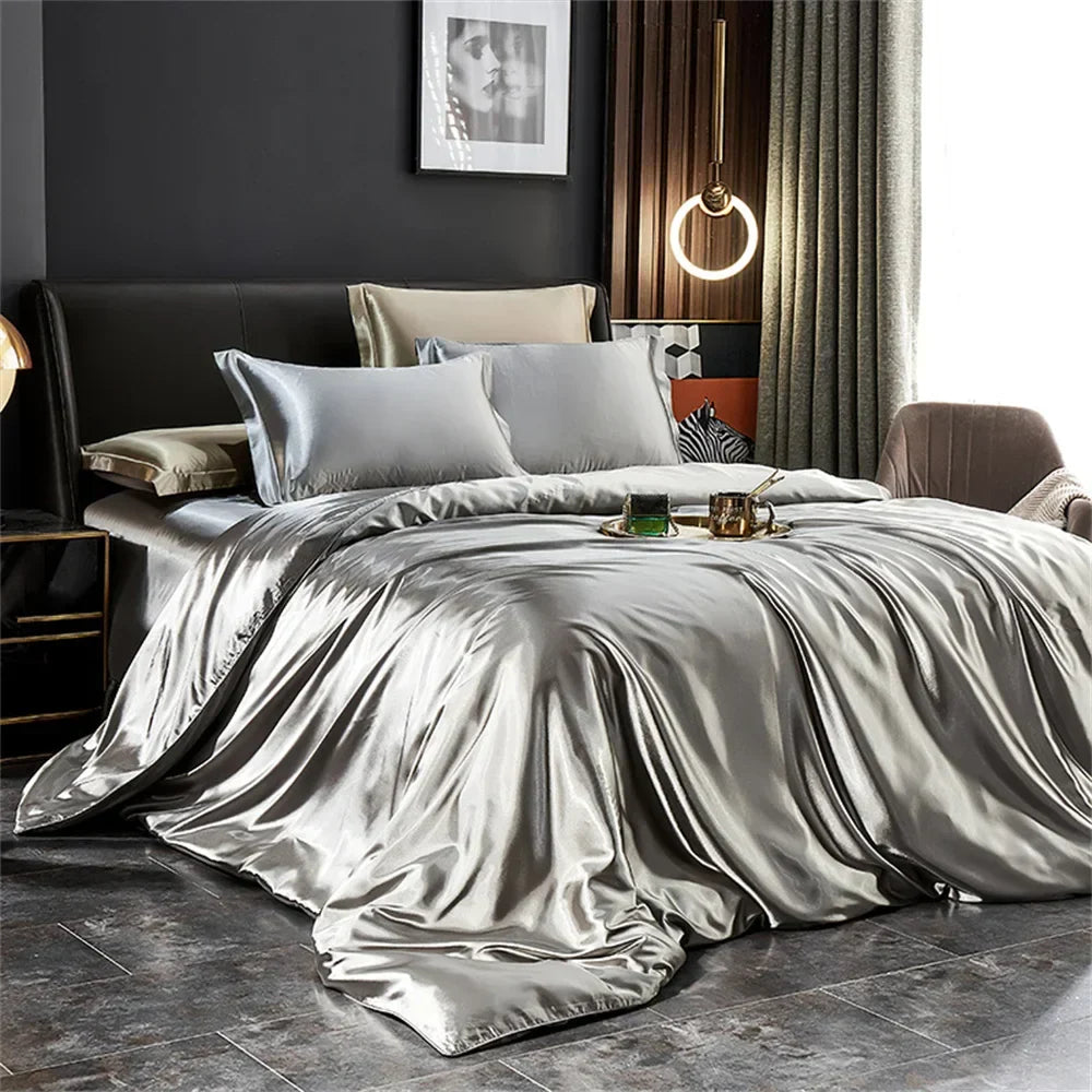 DecorBites™ Silk Bedding Set: Luxury Solid Satin Sheets