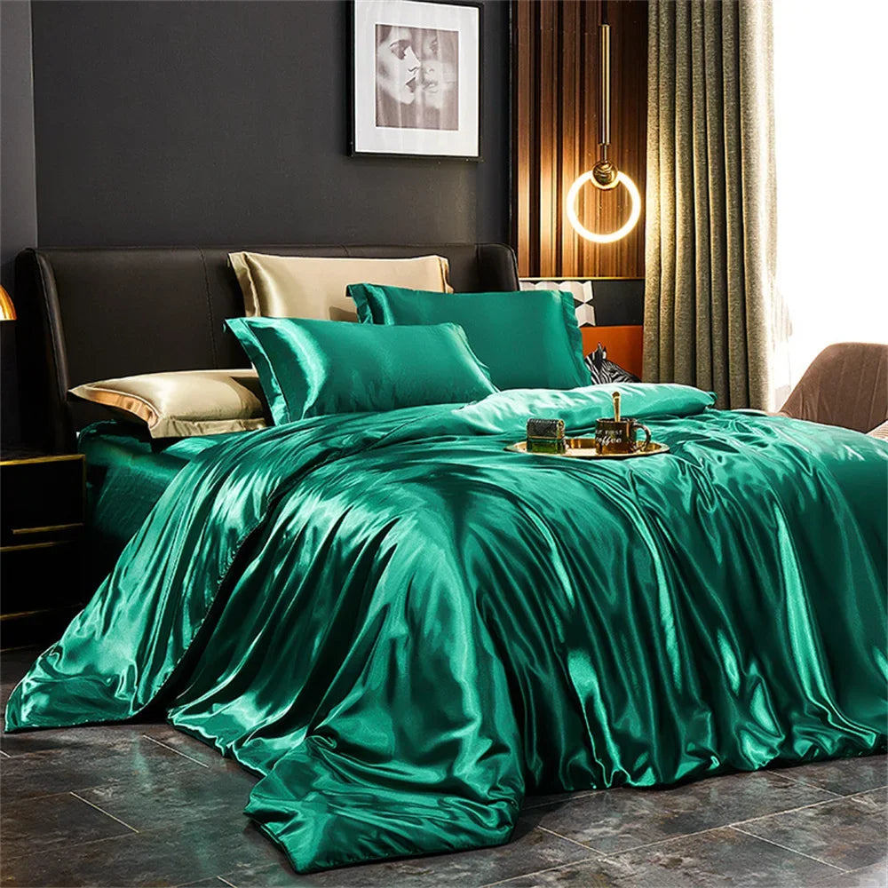 DecorBites™ Silk Bedding Set: Luxury Solid Satin Sheets